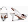 imageCoutgo Womens Slingback Kitten Heels Heart Clear Pumps Low Heel Pointed Closed Toe Party Wedding Dress ShoesWhite