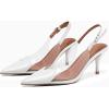 imageCoutgo Womens Slingback Kitten Heels Heart Clear Pumps Low Heel Pointed Closed Toe Party Wedding Dress ShoesWhite