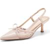 imageCoutgo Womens Bow Tie Slingback Pumps Pointed Toe Kitten Low Heel Patchwork Dress Heeled SandalsLight Pink