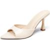 imageCoutgo Womens Heeled Mules Pointed Peep Toe High Heels Slip On Backless Mule Sandals Dress ShoesBeige