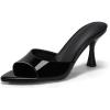 imageCoutgo Womens Heeled Mules Pointed Peep Toe High Heels Slip On Backless Mule Sandals Dress ShoesBlack