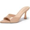 imageCoutgo Womens Heeled Mules Pointed Peep Toe High Heels Slip On Backless Mule Sandals Dress ShoesNude