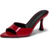 imageCoutgo Womens Heeled Mules Pointed Peep Toe High Heels Slip On Backless Mule Sandals Dress ShoesRed