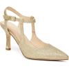 imageCoutgo Womens High Heels Pointed Toe Ankle Strap Pumps Patent Leather Sexy Stiletto Office Wedding Dress ShoesGold