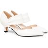 imageCoutgo Womens Low Kitten Heel Dress Shoes Pointed Toe Slip on Ankle Strap Cutout Elegant Party Wedding PumpsBeigewhite