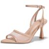 imageCoutgo Womens Mesh Kitten Heels Sandals Pointed Open Toe Ankle Buckle Strap Summer Dress ShoesLight Pink