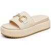 imageCoutgo Womens Platform Sandals Raffia Espadrilles Metal Chain Slip on Open Toe Cute Beach Slide SandalsCream White