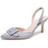 imageCoutgo Womens Slingback Heels Kitten Heel Pumps Dress Shoes Sling Back Closed Pointed Toe Suede Wedding Party SandalsGrey