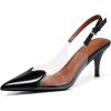 imageCoutgo Womens Slingback Kitten Heels Heart Clear Pumps Low Heel Pointed Closed Toe Party Wedding Dress ShoesBlack