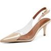 imageCoutgo Womens Slingback Kitten Heels Heart Clear Pumps Low Heel Pointed Closed Toe Party Wedding Dress ShoesNude