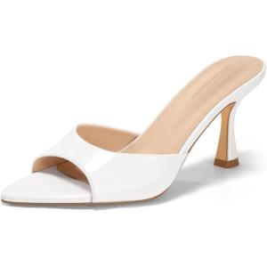 imageCoutgo Womens Heeled Mules Pointed Peep Toe High Heels Slip On Backless Mule Sandals Dress ShoesWhite