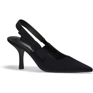 imageCoutgo Womens Slingback Kitten Heels Closed Pointed Toe Bowknot Knitted Slip On Work Pumps Dress ShoesBlackhigh Heels