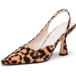 imageCoutgo Womens Slingback Stiletto High Heels Closed Pointed Toe Pumps DOrsay Sexy Office Dress ShoesLeopardsuede