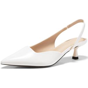 imageCoutgo Womens Slingback Stiletto High Heels Closed Pointed Toe Pumps DOrsay Sexy Office Dress ShoesPolish White