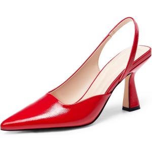 imageCoutgo Womens Slingback Stiletto High Heels Closed Pointed Toe Pumps DOrsay Sexy Office Dress ShoesRed
