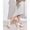 imageCoutgo Womens Loafer Heels Block Chunky Heeled Penny Loafers Slip On Square Toe Business Work Dress ShoesBeige