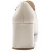 imageCoutgo Womens Loafer Heels Block Chunky Heeled Penny Loafers Slip On Square Toe Business Work Dress ShoesBeige