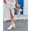 imageCoutgo Womens Loafer Heels Block Chunky Heeled Penny Loafers Slip On Square Toe Business Work Dress ShoesBeige