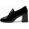imageCoutgo Womens Loafer Heels Block Chunky Heeled Penny Loafers Slip On Square Toe Business Work Dress ShoesBlack