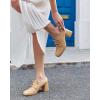 imageCoutgo Womens Loafer Heels Block Chunky Heeled Penny Loafers Slip On Square Toe Business Work Dress ShoesKhaki