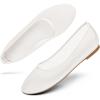 imageCoutgo Womens Mesh Ballet Flats Slip on Ballerina Flats Comfortable Casual Work Dress ShoesWhite