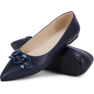 imageCoutgo Womens Ballet Flats Chain Pointed Toe Slip On Flats Shoes for Women Dressy Comfort LoafersNavy