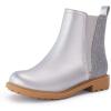imageCoutgo Girls Glitter Ankle Boots Side Zipper Comfortable Chelsea Dress Booties for ToddlerLittle KidBig KidsSilver
