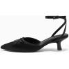 imageCoutgo Satin Kitten Low Heels with Bow Closed Pointed Toe Short Pumps Dress Wedding Party ShoesBlack