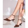 imageCoutgo Satin Kitten Low Heels with Bow Closed Pointed Toe Short Pumps Dress Wedding Party ShoesCoffee