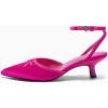 imageCoutgo Satin Kitten Low Heels with Bow Closed Pointed Toe Short Pumps Dress Wedding Party ShoesHot Pink