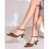 imageCoutgo Satin Kitten Low Heels with Bow Closed Pointed Toe Short Pumps Dress Wedding Party ShoesLeopard