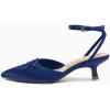 imageCoutgo Satin Kitten Low Heels with Bow Closed Pointed Toe Short Pumps Dress Wedding Party ShoesNavy
