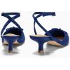 imageCoutgo Satin Kitten Low Heels with Bow Closed Pointed Toe Short Pumps Dress Wedding Party ShoesNavy