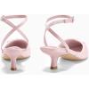 imageCoutgo Satin Kitten Low Heels with Bow Closed Pointed Toe Short Pumps Dress Wedding Party ShoesPink
