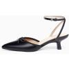imageCoutgo Satin Kitten Low Heels with Bow Closed Pointed Toe Short Pumps Dress Wedding Party ShoesPu Black