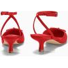 imageCoutgo Satin Kitten Low Heels with Bow Closed Pointed Toe Short Pumps Dress Wedding Party ShoesRed