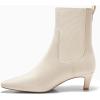 imageCoutgo Womens Ankle Boots Low Kitten Heel Pointed Toe Slip On Elastic Dressy Fall Winter Booties ShoesBeige