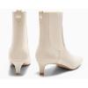 imageCoutgo Womens Ankle Boots Low Kitten Heel Pointed Toe Slip On Elastic Dressy Fall Winter Booties ShoesBeige
