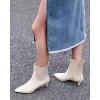 imageCoutgo Womens Ankle Boots Low Kitten Heel Pointed Toe Slip On Elastic Dressy Fall Winter Booties ShoesBeige
