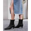 imageCoutgo Womens Ankle Boots Low Kitten Heel Pointed Toe Slip On Elastic Dressy Fall Winter Booties ShoesBlack