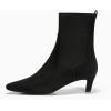 imageCoutgo Womens Ankle Boots Low Kitten Heel Pointed Toe Slip On Elastic Dressy Fall Winter Booties ShoesBlack