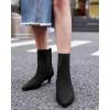 imageCoutgo Womens Ankle Boots Low Kitten Heel Pointed Toe Slip On Elastic Dressy Fall Winter Booties ShoesBlack