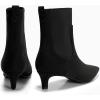 imageCoutgo Womens Ankle Boots Low Kitten Heel Pointed Toe Slip On Elastic Dressy Fall Winter Booties ShoesBlack