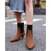 imageCoutgo Womens Ankle Boots Low Kitten Heel Pointed Toe Slip On Elastic Dressy Fall Winter Booties ShoesBrown