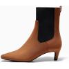 imageCoutgo Womens Ankle Boots Low Kitten Heel Pointed Toe Slip On Elastic Dressy Fall Winter Booties ShoesBrown