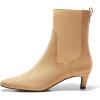 imageCoutgo Womens Ankle Boots Low Kitten Heel Pointed Toe Slip On Elastic Dressy Fall Winter Booties ShoesKhaki