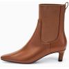 imageCoutgo Womens Ankle Boots Low Kitten Heel Pointed Toe Slip On Elastic Dressy Fall Winter Booties ShoesReddish Brown