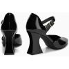 imageCoutgo Womens Chunky High Heels Closed Pointed Toe Ankle Strap Pumps Cute Dress Dance ShoesBlack