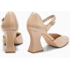 imageCoutgo Womens Chunky High Heels Closed Pointed Toe Ankle Strap Pumps Cute Dress Dance ShoesKhaki