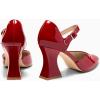 imageCoutgo Womens Chunky High Heels Closed Pointed Toe Ankle Strap Pumps Cute Dress Dance ShoesRed